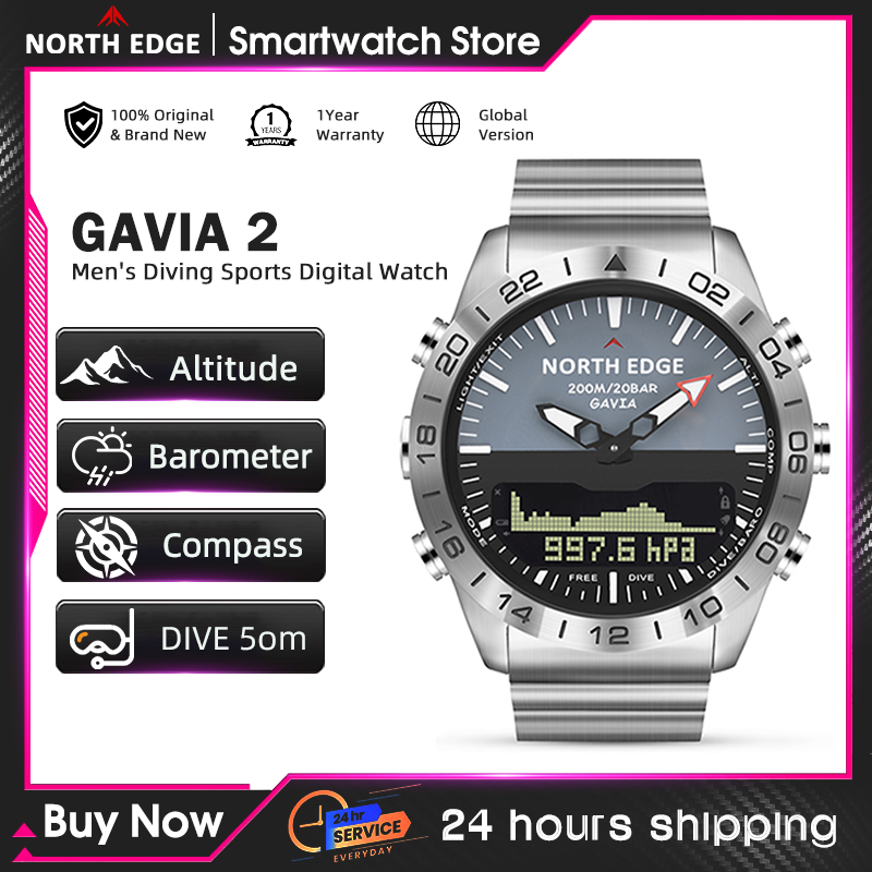 Altimeter Compass Watch - NORTH EDGE Orologio Subacqueo da Uomo,